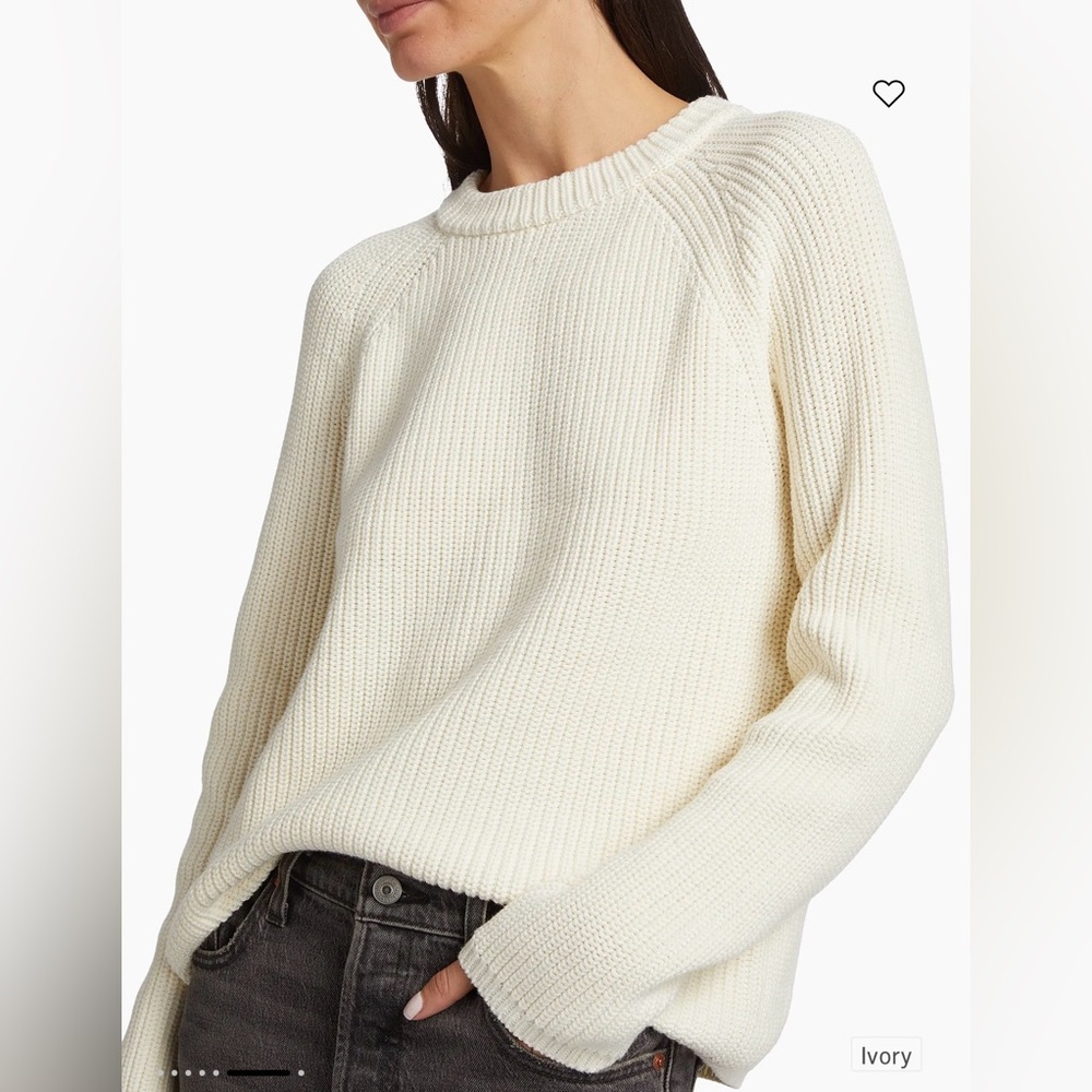 Ivory Women's Cotton Fisherman Crewneck Sweater